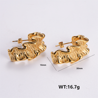 1 Par Estilo Vintage Forma De C Ronda Enchapado Acero Inoxidable 304 Chapados en oro de 18k Pendientes sku image 4