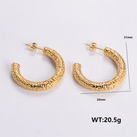 1 Pair Vintage Style C Shape Round Plating 304 Stainless Steel 18K Gold Plated Ear Studs sku image 6