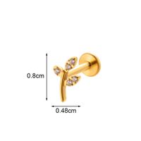1 Piece Ig Style Vintage Style Geometric Flower Bow Knot Plating Inlay Titanium Alloy Zircon 18k Gold Plated Lip Stud Ear Studs sku image 7
