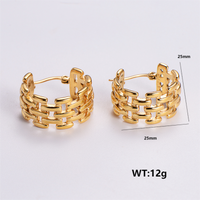 1 Pair Vintage Style C Shape Round Plating 304 Stainless Steel 18K Gold Plated Ear Studs sku image 7