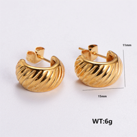 1 Pair Vintage Style C Shape Round Plating 304 Stainless Steel 18K Gold Plated Ear Studs sku image 8