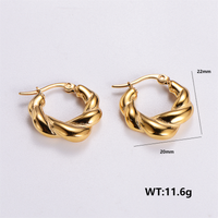 1 Par Estilo Vintage Forma De C Ronda Enchapado Acero Inoxidable 304 Chapados en oro de 18k Pendientes sku image 9