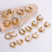 1 Pair Vintage Style Irregular Solid Color Plating 304 Stainless Steel 18K Gold Plated Ear Studs main image 8