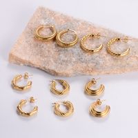 1 Pair Vintage Style Irregular Solid Color Plating 304 Stainless Steel 18K Gold Plated Ear Studs main image 3