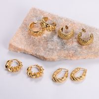 1 Pair Vintage Style Irregular Solid Color Plating 304 Stainless Steel 18K Gold Plated Ear Studs main image 4