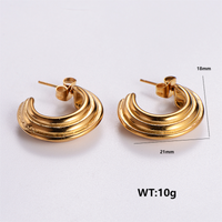 1 Pair Vintage Style Irregular Solid Color Plating 304 Stainless Steel 18K Gold Plated Ear Studs main image 5