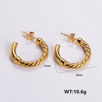 1 Pair Vintage Style Irregular Solid Color Plating 304 Stainless Steel 18K Gold Plated Ear Studs main image 6