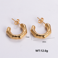 1 Pair Vintage Style Irregular Solid Color Plating 304 Stainless Steel 18K Gold Plated Ear Studs sku image 6