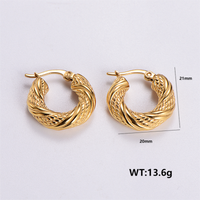 1 Pair Vintage Style Irregular Solid Color Plating 304 Stainless Steel 18K Gold Plated Ear Studs sku image 8