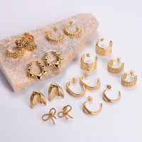 1 Pair Vintage Style Solid Color Bow Knot Plating 304 Stainless Steel 18K Gold Plated Ear Studs main image 1