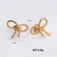 1 Pair Vintage Style Solid Color Bow Knot Plating 304 Stainless Steel 18K Gold Plated Ear Studs sku image 4