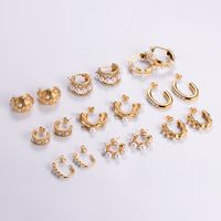 1 Pair Vintage Style C Shape Solid Color Plating 304 Stainless Steel 24K Gold Plated Ear Studs main image 4