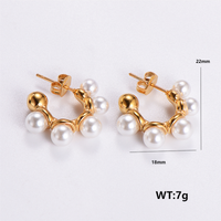 1 Pair Vintage Style C Shape Solid Color Plating 304 Stainless Steel 24K Gold Plated Ear Studs main image 5