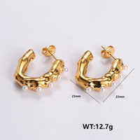 1 Pair Vintage Style C Shape Solid Color Plating 304 Stainless Steel 24K Gold Plated Ear Studs main image 6