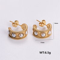 1 Pair Vintage Style C Shape Solid Color Plating 304 Stainless Steel 24K Gold Plated Ear Studs main image 7