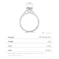 Ig Style Elegant Round Sterling Silver Gra Plating Inlay Moissanite Rhodium Plated Rings main image 7