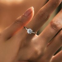 Ig Style Elegant Round Sterling Silver Gra Plating Inlay Moissanite Rhodium Plated Rings main image 8