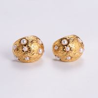 1 Pair Vintage Style C Shape Solid Color Plating 304 Stainless Steel 24K Gold Plated Ear Studs sku image 4