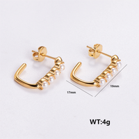 1 Pair Vintage Style C Shape Solid Color Plating 304 Stainless Steel 24K Gold Plated Ear Studs sku image 1