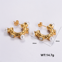 1 Pair Vintage Style C Shape Solid Color Plating 304 Stainless Steel 24K Gold Plated Ear Studs sku image 7