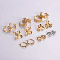 1 Pair Simple Style Solid Color Plating 304 Stainless Steel 18K Gold Plated Earrings main image 4