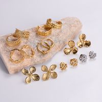 1 Pair Simple Style Solid Color Plating 304 Stainless Steel 18K Gold Plated Earrings main image 1