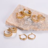 1 Pair Simple Style Solid Color Plating 304 Stainless Steel 18K Gold Plated Earrings main image 5