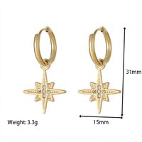 1 Pair Retro Circle Star Inlay Stainless Steel Zircon Drop Earrings sku image 1