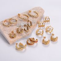 1 Pair Simple Style Color Block Plating Inlay 304 Stainless Steel Rhinestones Pearl 18K Gold Plated Ear Studs main image 1