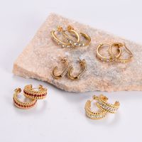 1 Pair Simple Style Color Block Plating Inlay 304 Stainless Steel Rhinestones Pearl 18K Gold Plated Ear Studs main image 4