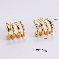1 Pair Simple Style Color Block Plating Inlay 304 Stainless Steel Rhinestones Pearl 18K Gold Plated Ear Studs sku image 9