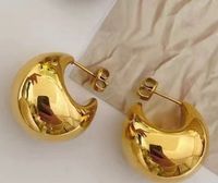 1 Paar Vintage-stil U-form Einfarbig Überzug Kupfer 18 Karat Vergoldet Reif Ohrringe sku image 1