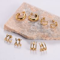 1 Pair Simple Style Solid Color Plating Inlay 304 Stainless Steel Rhinestones 18K Gold Plated Ear Studs main image 4
