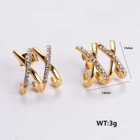 1 Pair Simple Style Solid Color Plating Inlay 304 Stainless Steel Rhinestones 18K Gold Plated Ear Studs main image 3