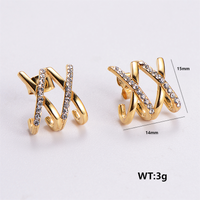 1 Pair Simple Style Solid Color Plating Inlay 304 Stainless Steel Rhinestones 18K Gold Plated Ear Studs main image 7