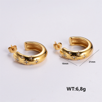 1 Pair Simple Style Solid Color Plating Inlay 304 Stainless Steel Rhinestones 18K Gold Plated Ear Studs main image 2