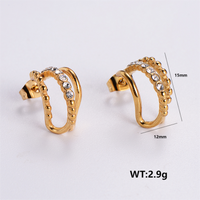 1 Pair Simple Style Solid Color Plating Inlay 304 Stainless Steel Rhinestones 18K Gold Plated Ear Studs sku image 7