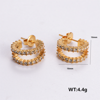 1 Pair Simple Style Solid Color Plating Inlay 304 Stainless Steel Rhinestones 18K Gold Plated Ear Studs sku image 3