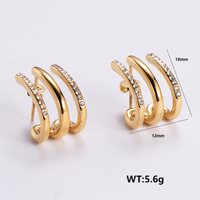 1 Pair Simple Style Solid Color Plating Inlay 304 Stainless Steel Rhinestones 18K Gold Plated Ear Studs sku image 4