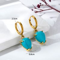 1 Pair Vintage Style Geometric Water Droplets Heart Shape Plating Inlay Stainless Steel Copper Natural Stone Drop Earrings sku image 7