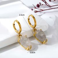 1 Pair Vintage Style Geometric Water Droplets Heart Shape Plating Inlay Stainless Steel Copper Natural Stone Drop Earrings main image 5