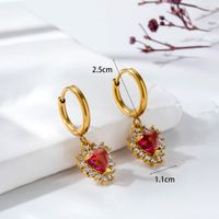 1 Pair Vintage Style Geometric Water Droplets Heart Shape Plating Inlay Stainless Steel Copper Natural Stone Drop Earrings sku image 2