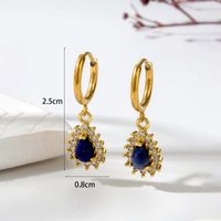 1 Pair Vintage Style Geometric Water Droplets Heart Shape Plating Inlay Stainless Steel Copper Natural Stone Drop Earrings sku image 9