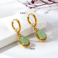 1 Pair Vintage Style Geometric Water Droplets Heart Shape Plating Inlay Stainless Steel Copper Natural Stone Drop Earrings main image 7