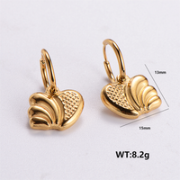 1 Pair Retro Streetwear Geometric Heart Shape Plating 304 Stainless Steel Drop Earrings sku image 7