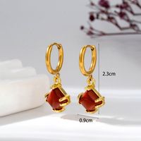 1 Pair Vintage Style Geometric Water Droplets Heart Shape Plating Inlay Stainless Steel Copper Natural Stone Drop Earrings sku image 13