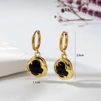 1 Pair Vintage Style Geometric Water Droplets Heart Shape Plating Inlay Stainless Steel Copper Natural Stone Drop Earrings sku image 10