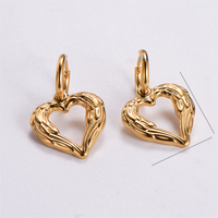 1 Pair Retro Streetwear Geometric Heart Shape Plating 304 Stainless Steel Drop Earrings sku image 4