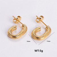 1 Pair Retro Roman Style Geometric Plating 304 Stainless Steel 18K Gold Plated Ear Studs main image 5