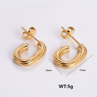 1 Pair Retro Roman Style Geometric Plating 304 Stainless Steel 18K Gold Plated Ear Studs sku image 2